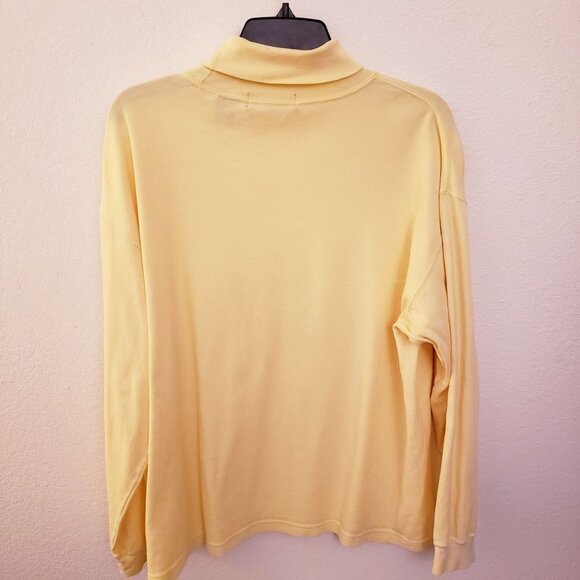 Saks Fifth Avenue Yellow Cotton Blend Relaxed Fit Turtleneck Size M EUC - Picture 5 of 8